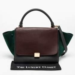 Pre Owned Celine Multicolor Suede and Leather Medium Trapeze Top Handle Bag