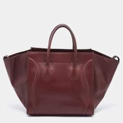 Pre Owned Celine Burgundy Leather Medium Phantom Luggage Tote