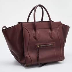 Pre Owned Celine Burgundy Leather Medium Phantom Luggage Tote