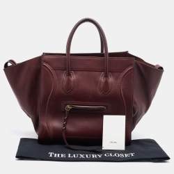 Pre Owned Celine Burgundy Leather Medium Phantom Luggage Tote