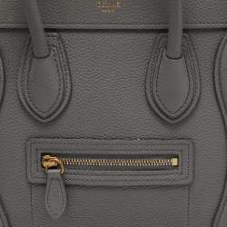 Pre Owned Celine Grey Leather Nano Luggage Tote