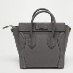Pre Owned Celine Grey Leather Nano Luggage Tote
