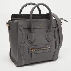Pre Owned Celine Grey Leather Nano Luggage Tote