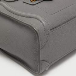Pre Owned Celine Grey Leather Nano Luggage Tote
