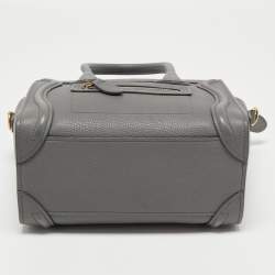 Pre Owned Celine Grey Leather Nano Luggage Tote