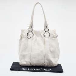 Pre Owned Celine White Leather Shoulder Bag