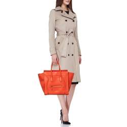 Pre Owned Celine Orange Leather Mini Luggage Tote
