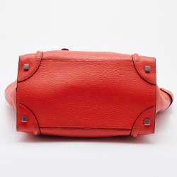 Pre Owned Celine Orange Leather Mini Luggage Tote
