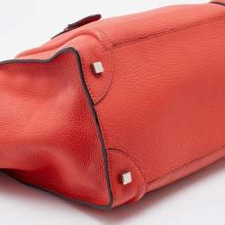 Pre Owned Celine Orange Leather Mini Luggage Tote