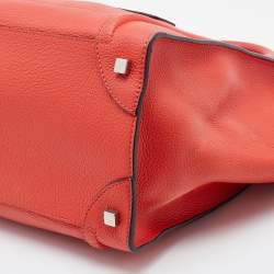 Pre Owned Celine Orange Leather Mini Luggage Tote