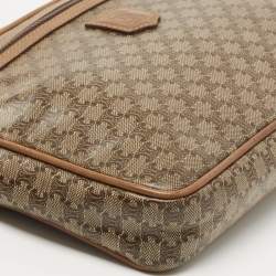 Celine Brown Macadam Coated Canvas and Leather Wristlet Pouch