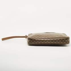 Celine Brown Macadam Coated Canvas and Leather Wristlet Pouch