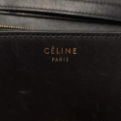 Pre Owned Celine Black/Yellow Lizard and Leather Medium Classic Box Bag