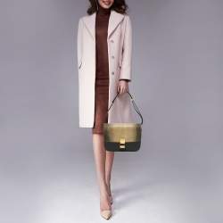 Pre Owned Celine Black/Yellow Lizard and Leather Medium Classic Box Bag