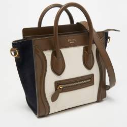 Pre Owned حقيبة يد سيلين نانو لاغيدج جلد وسويدي ثلاثية اللون