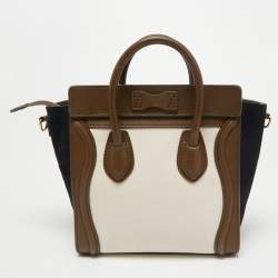 Pre Owned حقيبة يد سيلين نانو لاغيدج جلد وسويدي ثلاثية اللون