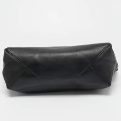 Celine Black Leather Cabas Fold Over Clutch 