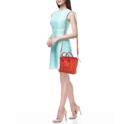 Pre Owned Céline Orange Grained Leather Nano Luggage Tote