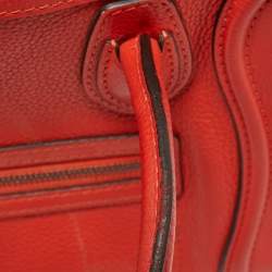 Pre Owned Céline Orange Grained Leather Nano Luggage Tote