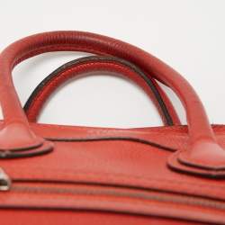 Pre Owned Céline Orange Grained Leather Nano Luggage Tote