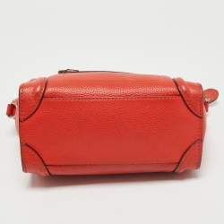 Pre Owned Céline Orange Grained Leather Nano Luggage Tote