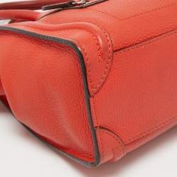 Pre Owned Céline Orange Grained Leather Nano Luggage Tote