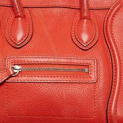 Pre Owned Céline Orange Grained Leather Nano Luggage Tote