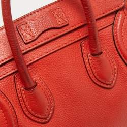 Pre Owned Céline Orange Grained Leather Nano Luggage Tote