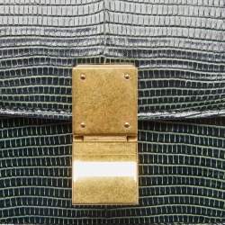 Celine Green Lizard Small Classic Box Flap Bag