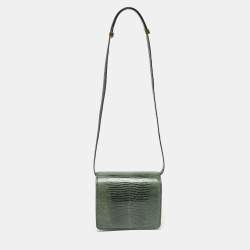 Celine Green Lizard Small Classic Box Flap Bag