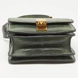 Celine Green Lizard Small Classic Box Flap Bag