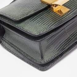 Celine Green Lizard Small Classic Box Flap Bag