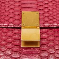 Pre Owned Celine Fuchsia Python Medium Classic Box Shoulder Bag