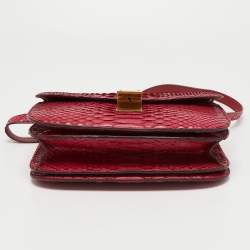Pre Owned Celine Fuchsia Python Medium Classic Box Shoulder Bag