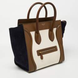 Celine Tricolor Leather and Suede Mini Luggage Tote 