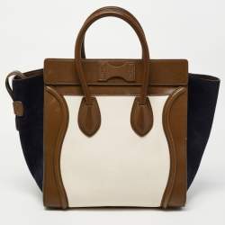 Celine Tricolor Leather and Suede Mini Luggage Tote 