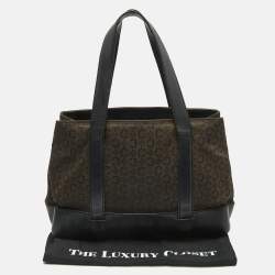 Pre Owned Celine Black C Macadam Canvas and Leather Tote