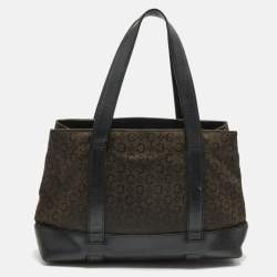 Pre Owned Celine Black C Macadam Canvas and Leather Tote