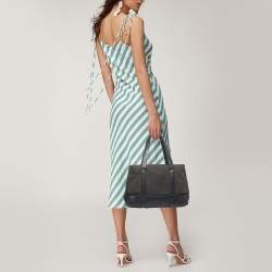 Pre Owned Celine Black C Macadam Canvas and Leather Tote