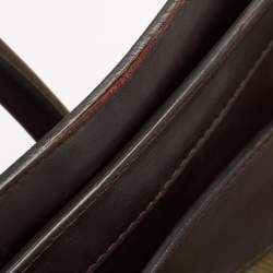 Pre Owned Celine Khaki Green/Brown Canvas and Leather Mini Luggage Tote