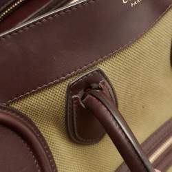 Pre Owned Celine Khaki Green/Brown Canvas and Leather Mini Luggage Tote