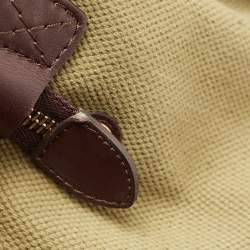 Pre Owned Celine Khaki Green/Brown Canvas and Leather Mini Luggage Tote