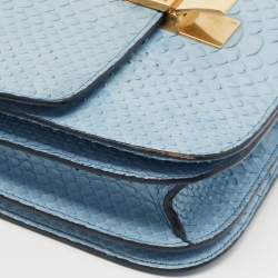Pre Owned Celine Blue Python Medium Classic Box Bag