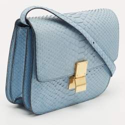 Pre Owned Celine Blue Python Medium Classic Box Bag