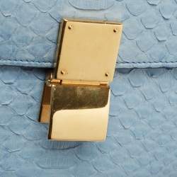 Pre Owned Celine Blue Python Medium Classic Box Bag