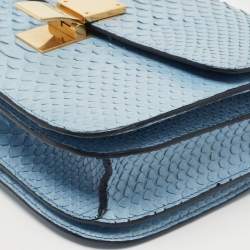 Pre Owned Celine Blue Python Medium Classic Box Bag