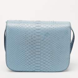 Pre Owned Celine Blue Python Medium Classic Box Bag