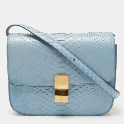Pre Owned Celine Blue Python Medium Classic Box Bag