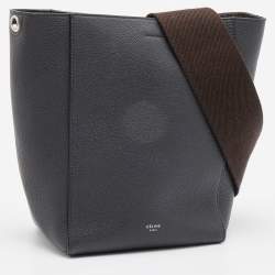 Pre Owned Celine Dark Grey Leather Small Sangle Shoulder Bag