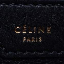 Pre Owned Celine Black Croc Embossed Leather and Suede Medium Trapeze Top Handle Bag